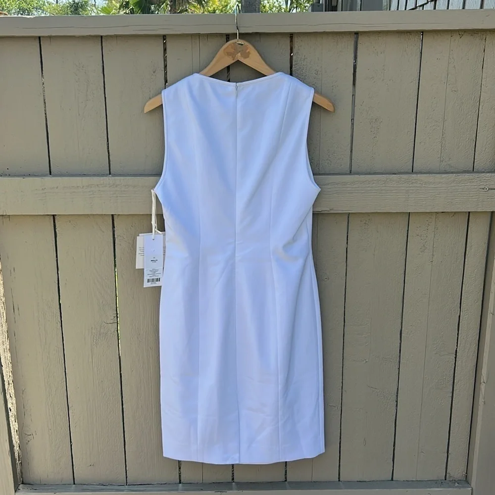 NWT Etcetera White Sleeveless Dress Wedding Bridal Shower Sheath Dress Size 4 - Picture 9 of 10